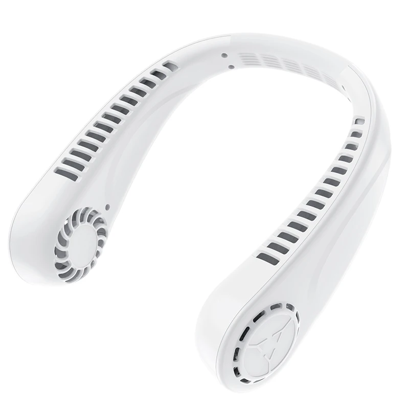 Silicone Foldable Bladeless Neck Fan, Rechargeable Wearable Hands-Free Mini Fan with LED