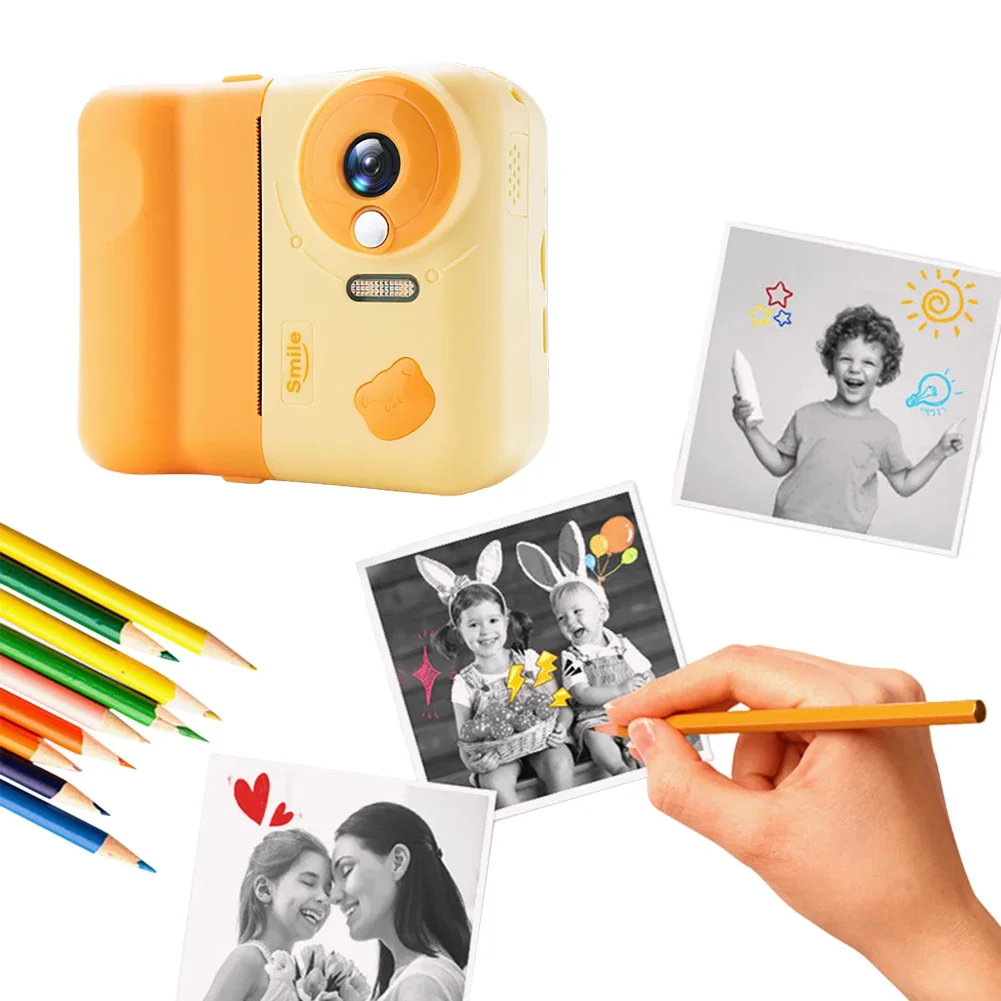 

HD 1080P Kids Mini Instant Print Camera 2.4 IPS Screen Instant Photo Printing Camera with 3 Rolls Print Paper Video Camera