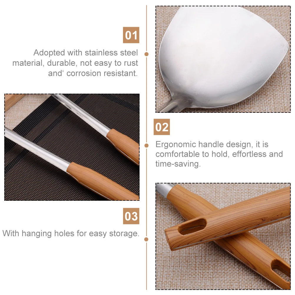 

Wok Spatula Steel H Cooking Spatula Ergonomic H Lightweight Kitchen Cooking Utensil Hanging Hole Practical Design