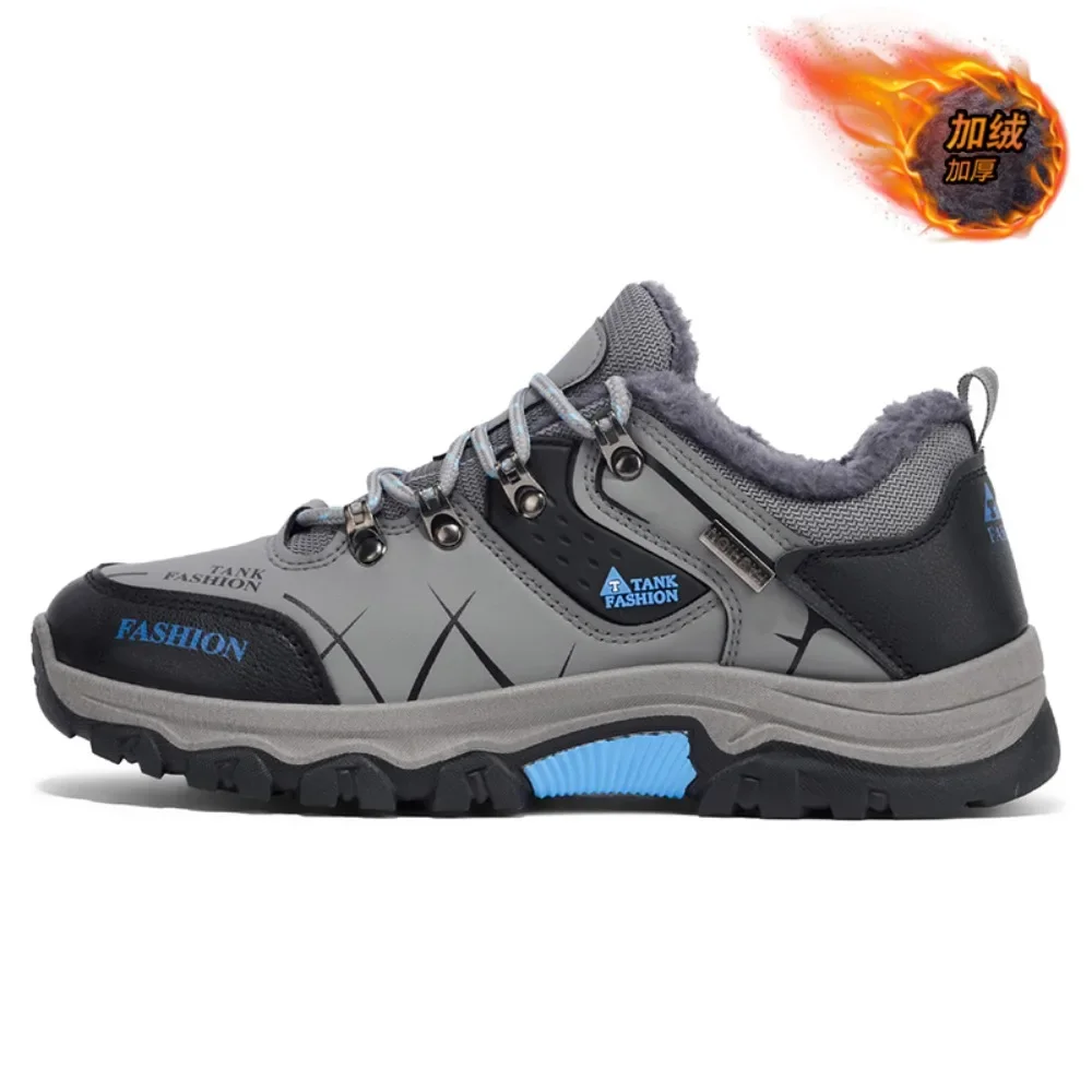 

Lace-up Anti-slip Men's Anti-hair Leather Warm Shoes with Warm Velvet Outdoor Winter Wear Resistant Sports Casual Hiking Boots