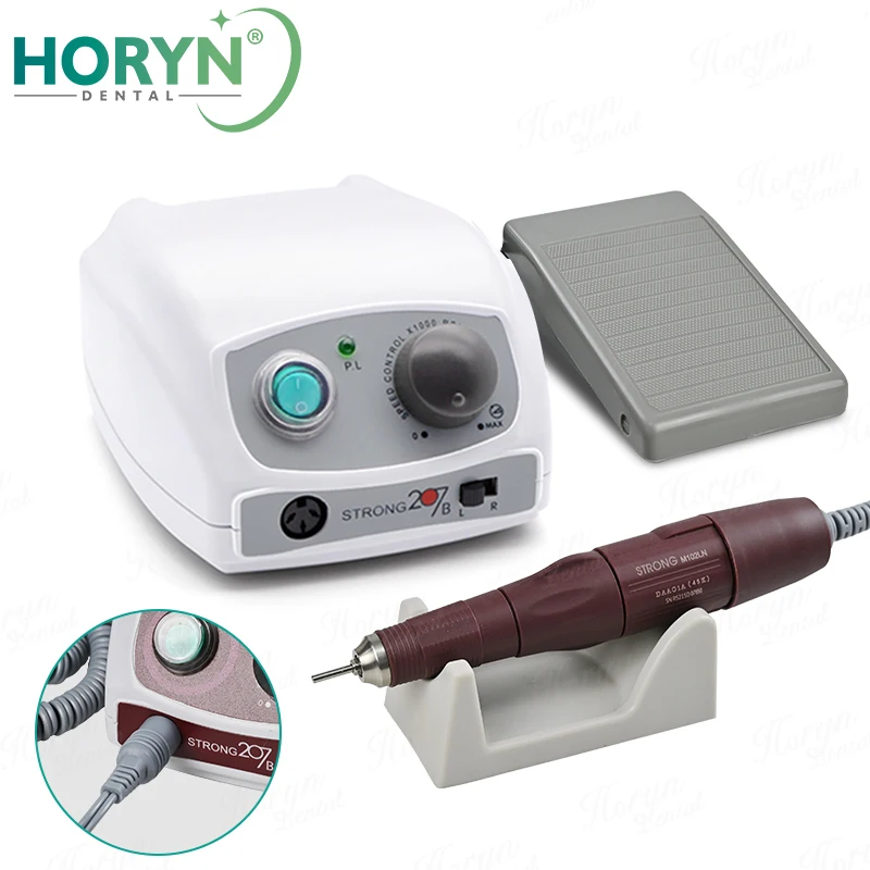 Micromotor Dental fuerte 207B 65W, E-TYPE de pulido, 35000 RPM, equipo de laboratorio Dental, máquina de taladros de uñas para dentista