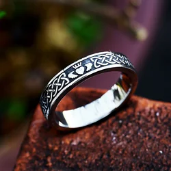 Simple Viking Nordic Celtic Knot Rings For Couples Stainless Steel Fashion Hip Hop Crown of Love Ring Punk Amulet Jewelry Gifts