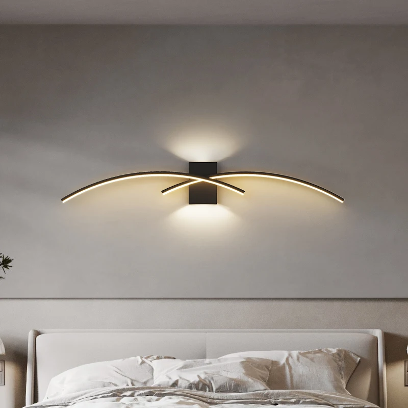 Kunst Lang Goud Zwart Wit Nieuwe Moderne Led Wandlampen Woonkamer Eetkamer Slaapkamer Bed Veranda Ganglampen Binnenverlichting