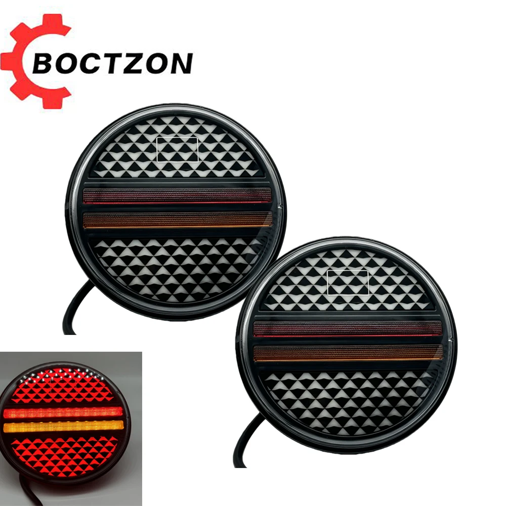

2pcs 5.3" 12V 24V Round LED Rear Taillight Brake lamp Light DRL Flow Turn Signal Lamp For Car Truck Bus Van Trailer Lorry RV