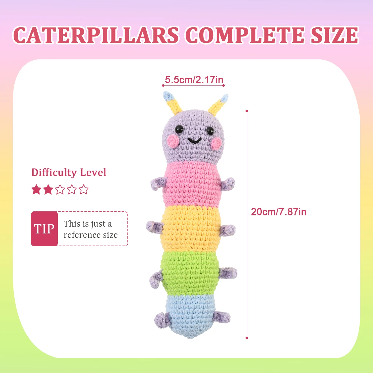 Colorful Caterpillar Cartoon Doll Crochet Kit Set - DIY Handmade Craft Materials for Creating Cute Soft Toys - Image 4
