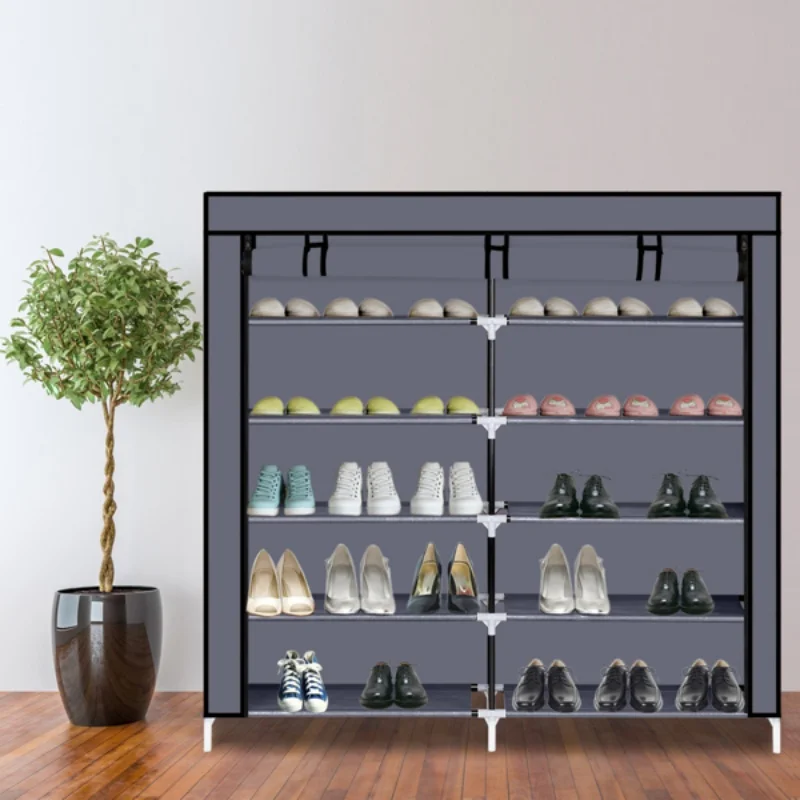

7 Tiers Portable Shoe Rack Closet Fabric Cover Shoe Storage Organizer Cabinet