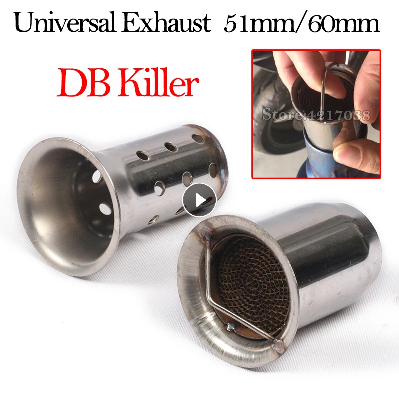 Slip On Universal DB Killer 51mm For YAMAHA HONDA Exhaust Motorcycle Flow Moto Muffler  Noise Sound Eliminator
