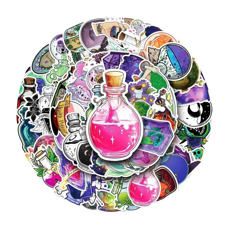 

Craft Halloween Potion Stickers 50X Decorative Potion Label Stickers Waterproof PVC Graffiti Decals Adhesive For Trolley Case