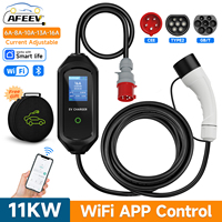 AFEEV 11KW Portable EV Charger Type2/GBT 16A 3Phase Electric Car Fast Charging Cable EVSE Wallbox CEE Plug WiFi APP Control