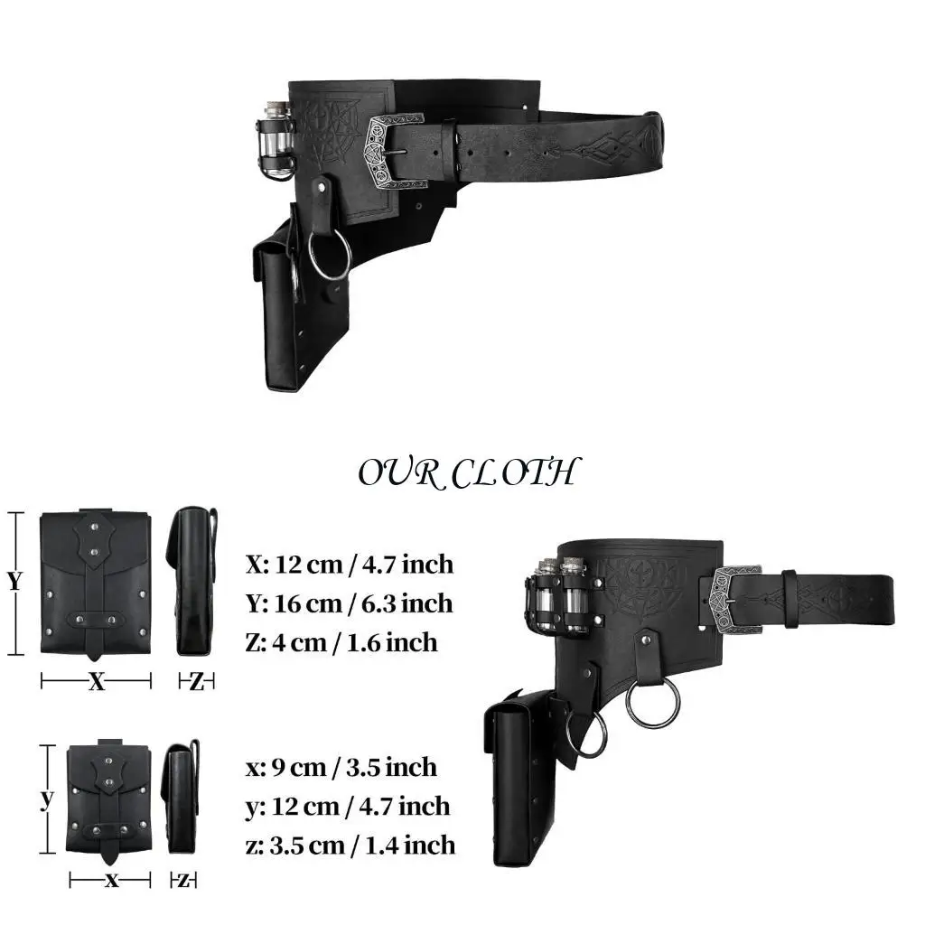 

Renaissances Leather Belt Fanny Pack Belt Pouches Accessories Halloween Party Cosplay Costumes Medieval Knight Costume Y1AC