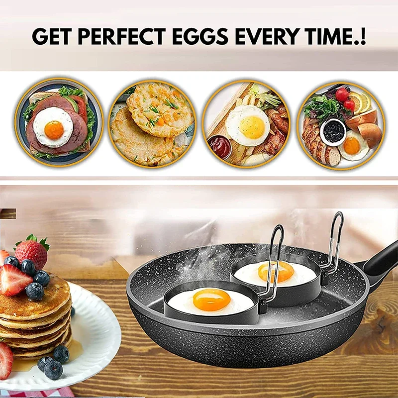 Professional Fried Egg Mold Stainless Steel Egg Fried Ring Nonstick Round Pancake Mold Kitchen Omelet Mold for Frying Eggs Tools