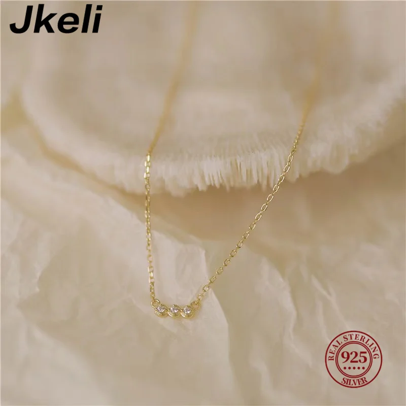 Jkeli Japanese S925 Sterling Silver Necklace Women  Mini Small Zircon Pendant Clavicle Chain Fashionable And Versatile Simple