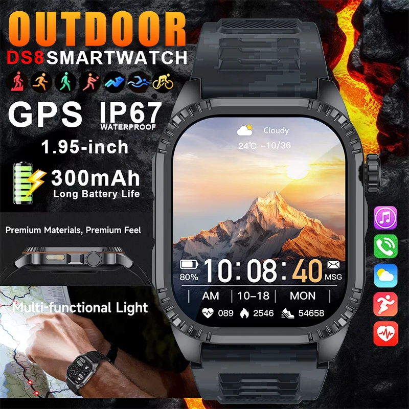 

NEW GPS Position Smart Watch Flashlight Altitude Barometric Monitoring Bluetooth Call Millitary Outdoor Sports Men Smartwatches
