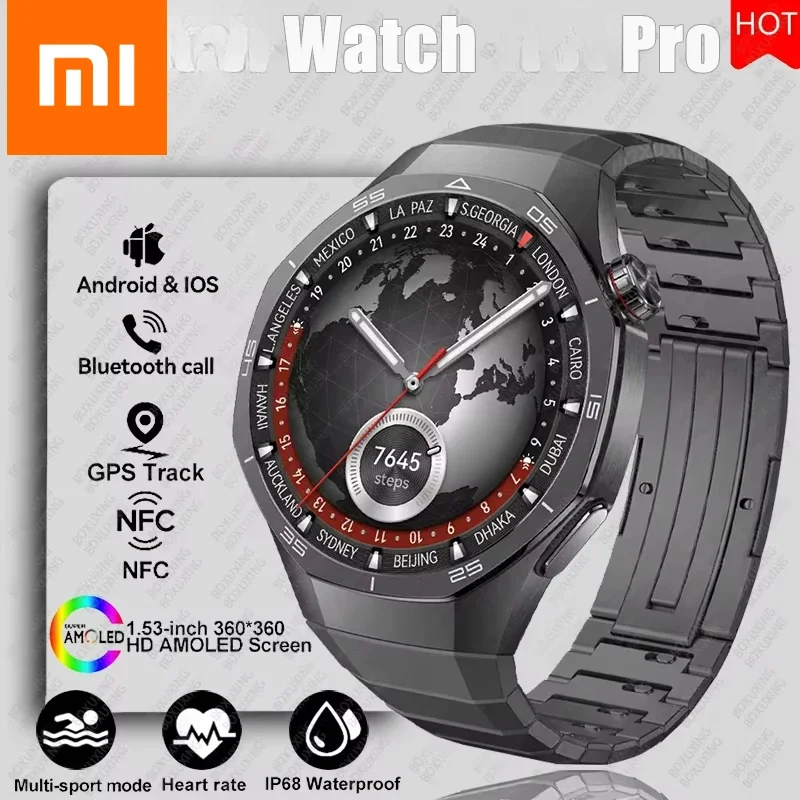 Jam Tangan Xiaomi untuk Jam Tangan Huawei GT5 Pro Jam Tangan Pintar HD Layar AMOLED NFC Pelacak GPS Panggilan Bluetooth Kesehatan Tahan Air Pria Wanita