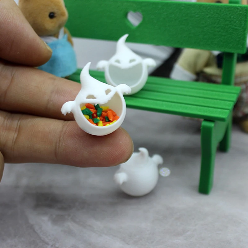 2Pcs Halloween Miniature Scene Ornaments – Candy Box Dollhouse Candy Jar Small Furniture Decor for Dollhouses