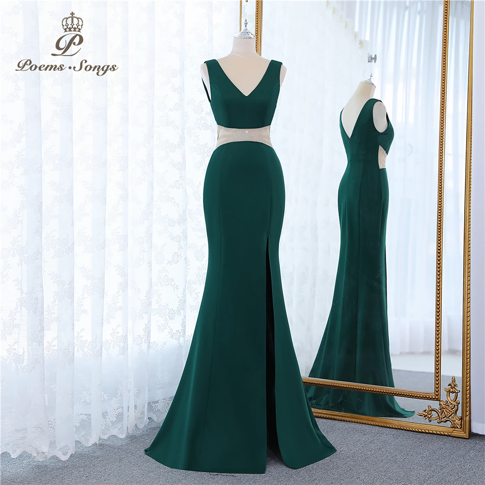 Green women\'s evening dress vestidos formales vestidos de fiesta robe de soiree de mariage robe longue party dress