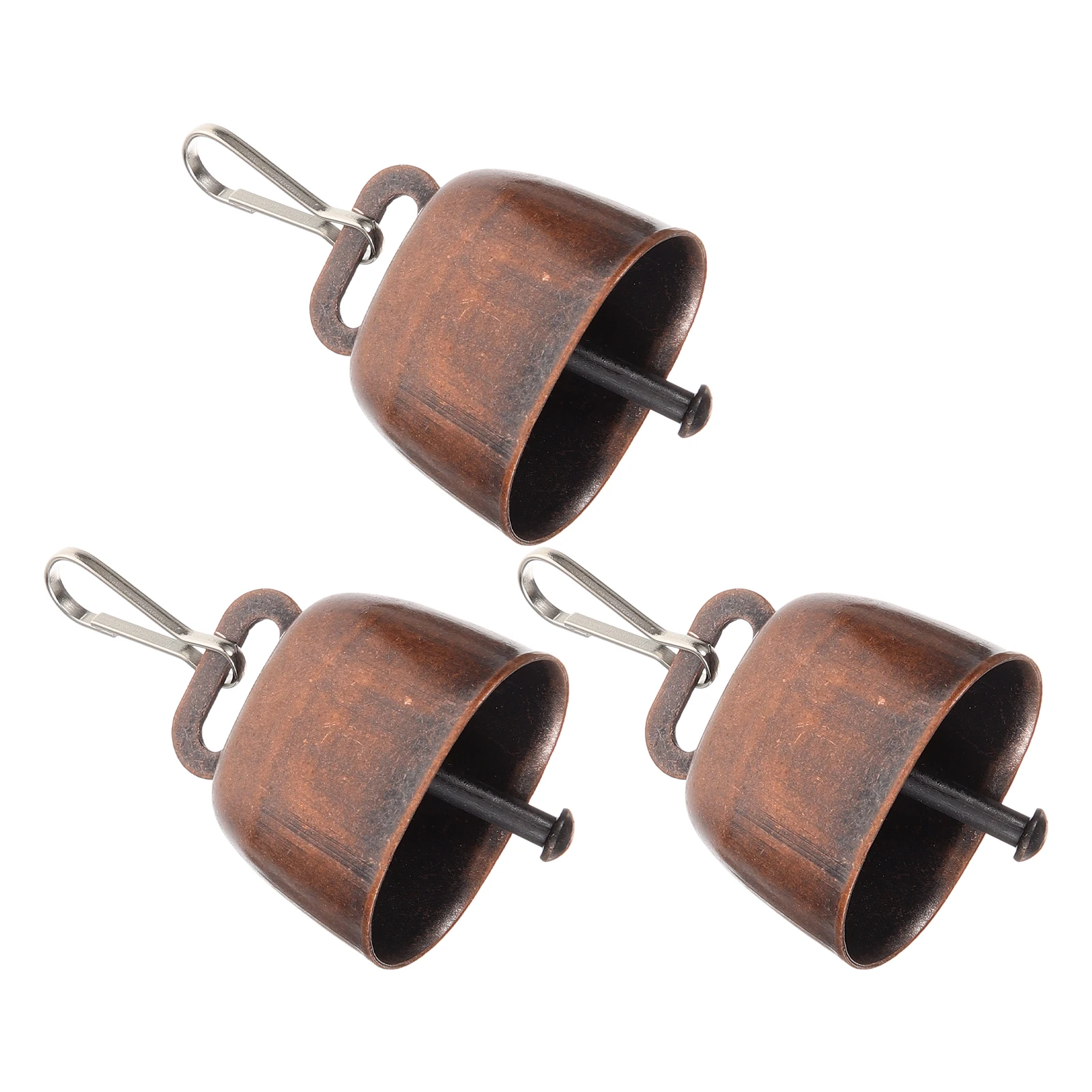 

3pcs Vintage Metal Cow Bell Pendant Farm Bell Hanging Decor for Cattle Sheep Livestock Anti Theft Loud Sound Red Bronze