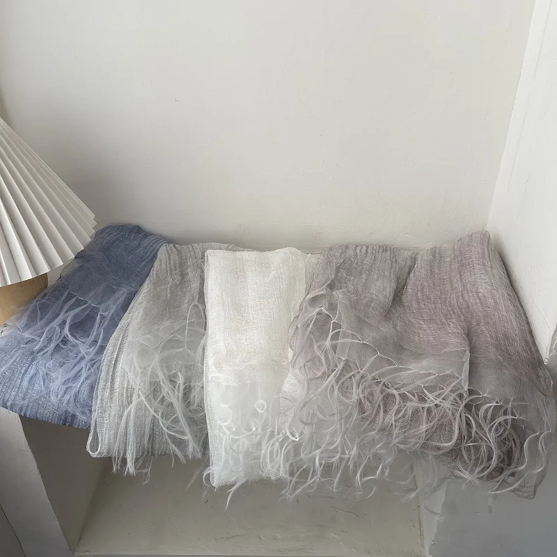 3‑Layer Real Silk Shawl, Solid Thin Wrap, Mist Hazy Water‑Vapor Scarf, Spring Summer Versatile Japanese Style Shoulder Cover