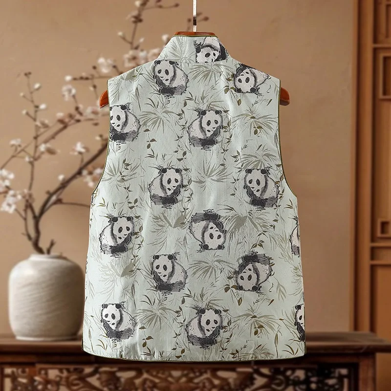 New Year Chinese Panda Traditional Women Lady Vest Coat