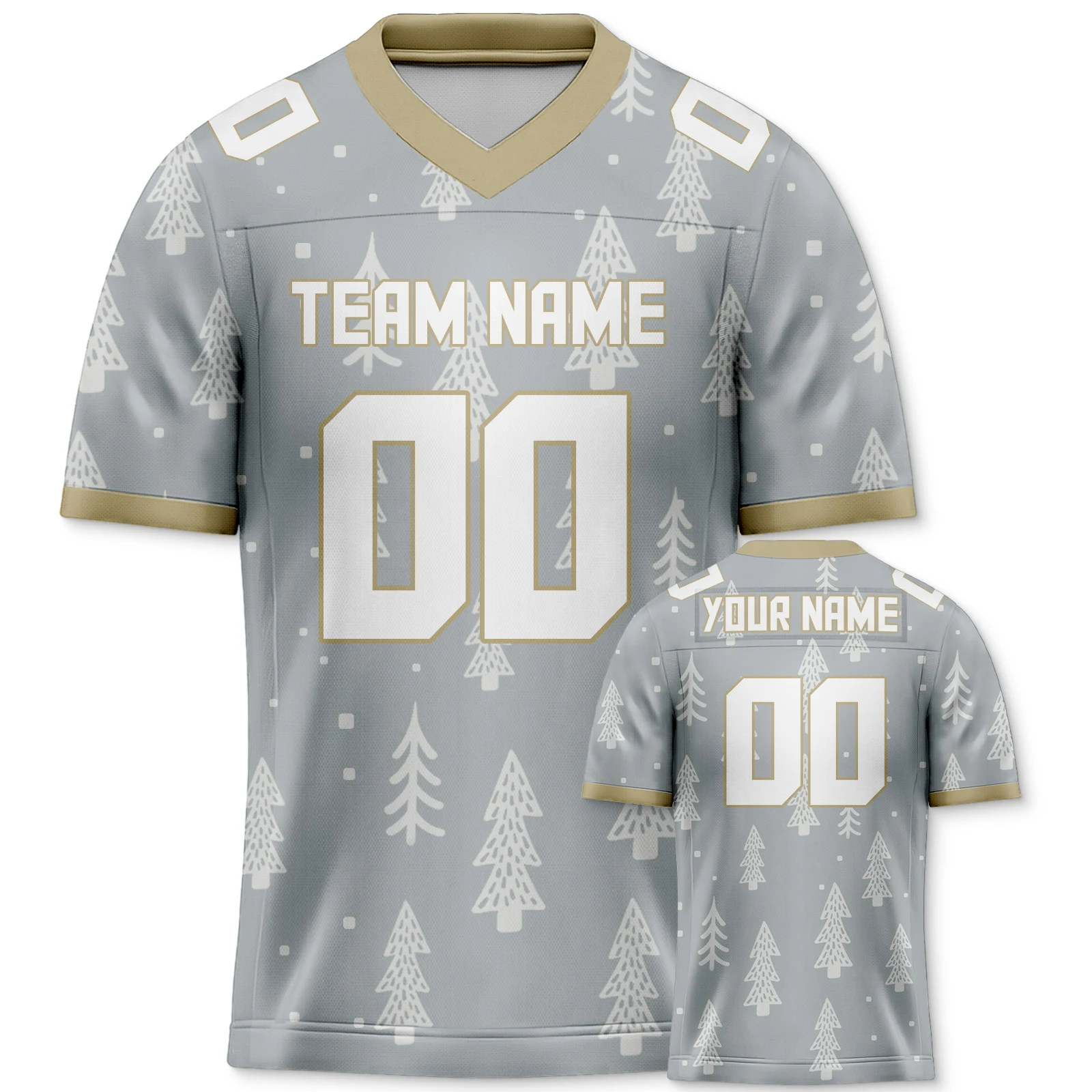 Gray Christmas Custom American Football Jersey Snowflake Pattern Personalized Team Name Number Gift for Men Women Youth Kids