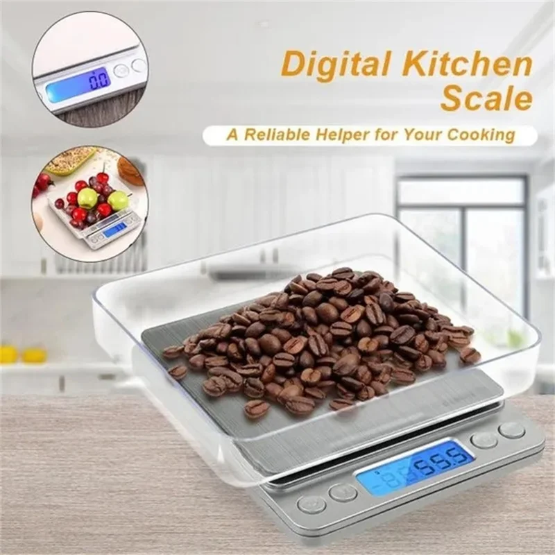 Kitchen Digital Scale Mini Pocket Scale Cooking Food Scale Precision Jewelry Scales with Back-Lit LCD Display PCS Tare Function