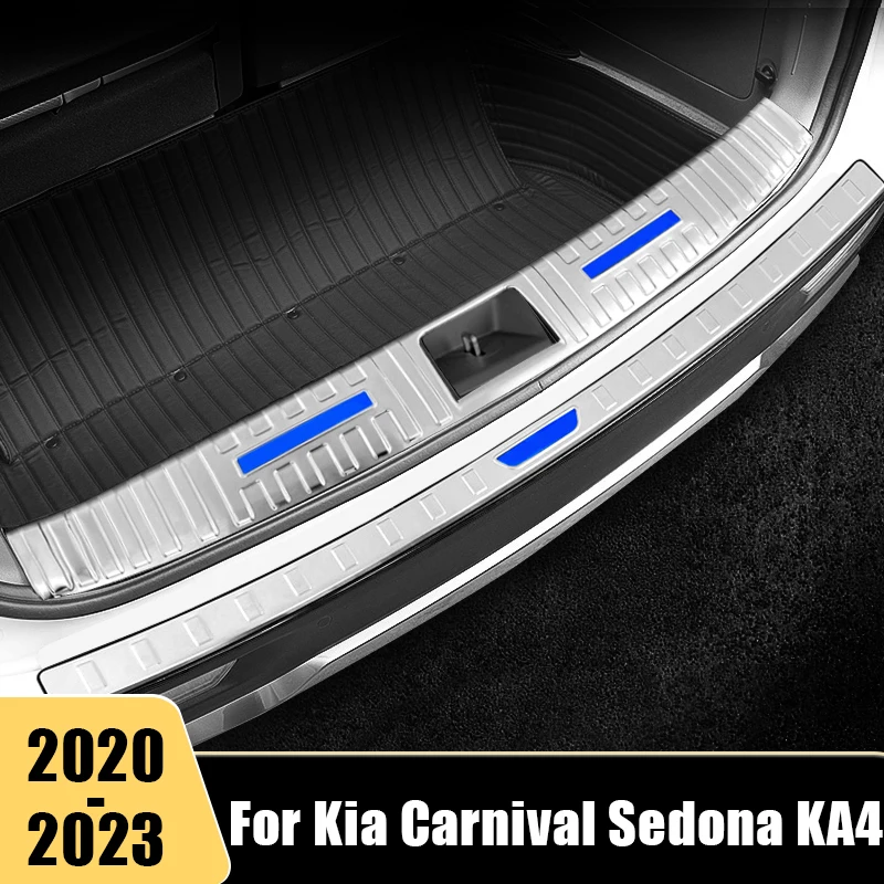 Stainless Steel Car Rear Trunk Rear Guard Tread Plate Pedal Trim Protector For Kia Carnival Sedona KA4 2020 2021 2022 2023