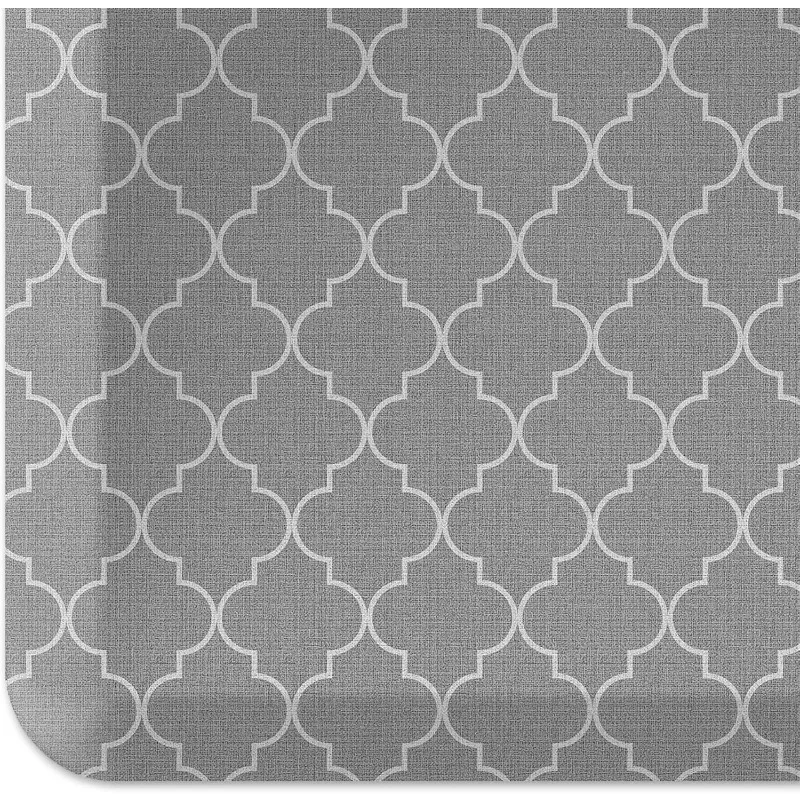 Anti-Fatigue Designer Comfort Kitchen Floor Mat, Grid Grey Stain Resistant Surface