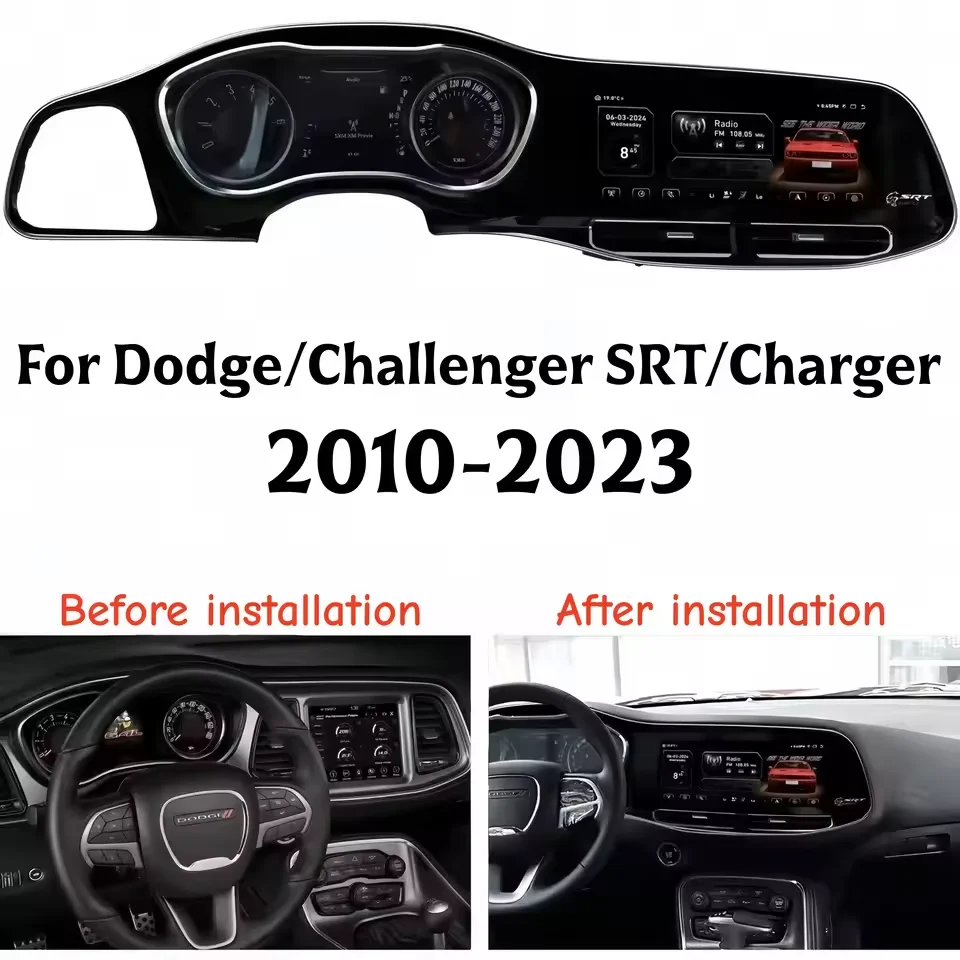 Android Auto For Dodge Challenger SRT Hellcat 2010-2023 Digital Cluster Speedometer Car Dvd GPS Radio Player Carplay Head unit