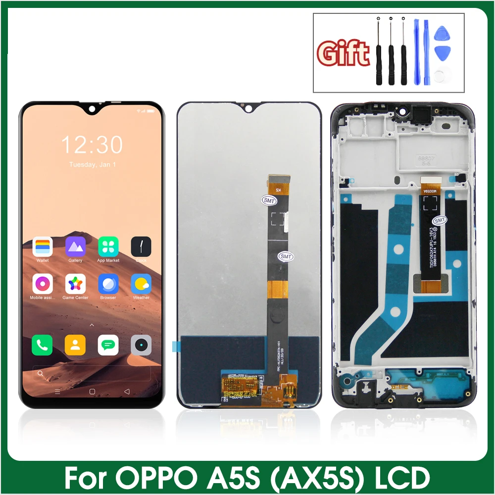 

6,2 "Оригинальный ЖК-дисплей с рамкой для Oppo A5s AX5s, фотоэлемент для OppoA5s cph1900, CPH1920 Ремонт экрана