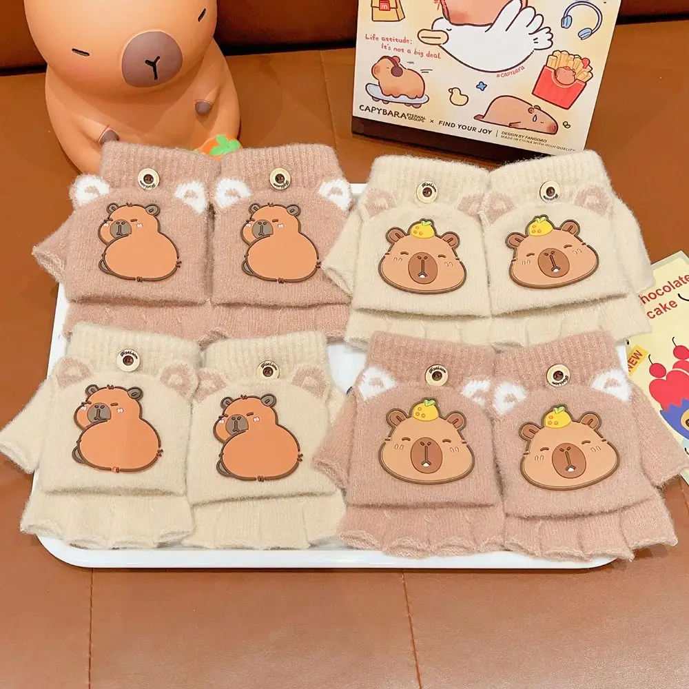 Nuovi guanti mezze dita da 6-10 anni Guanti invernali a prova di freddo ispessiti Guanti caldi elastici per bambini Guanto lavorato a maglia Scuola