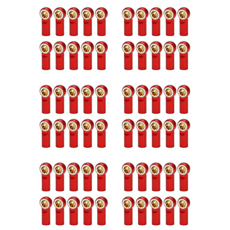 FBIL-60Pcs M3 Ball Joint Link Bar Rod Seals Ball Head Tie Rod End For 1/10 Rc Truck Car Truck Buggy Red