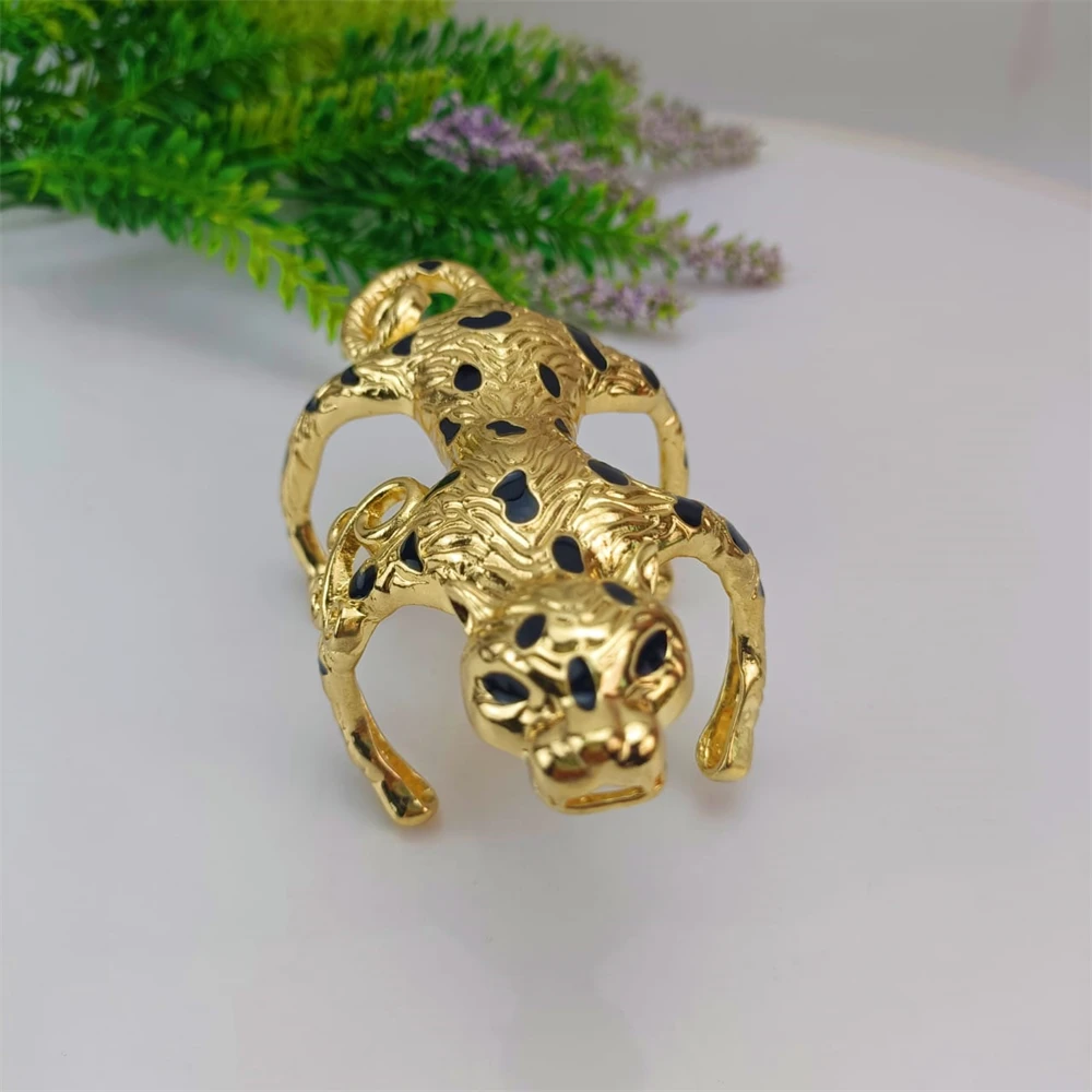 EMMA Fashion Women Leopard Design Animal Bangle Dubai African Trendy Gold Color Tiger Shape Big Bangles&Bracelets Jewelry Gifts