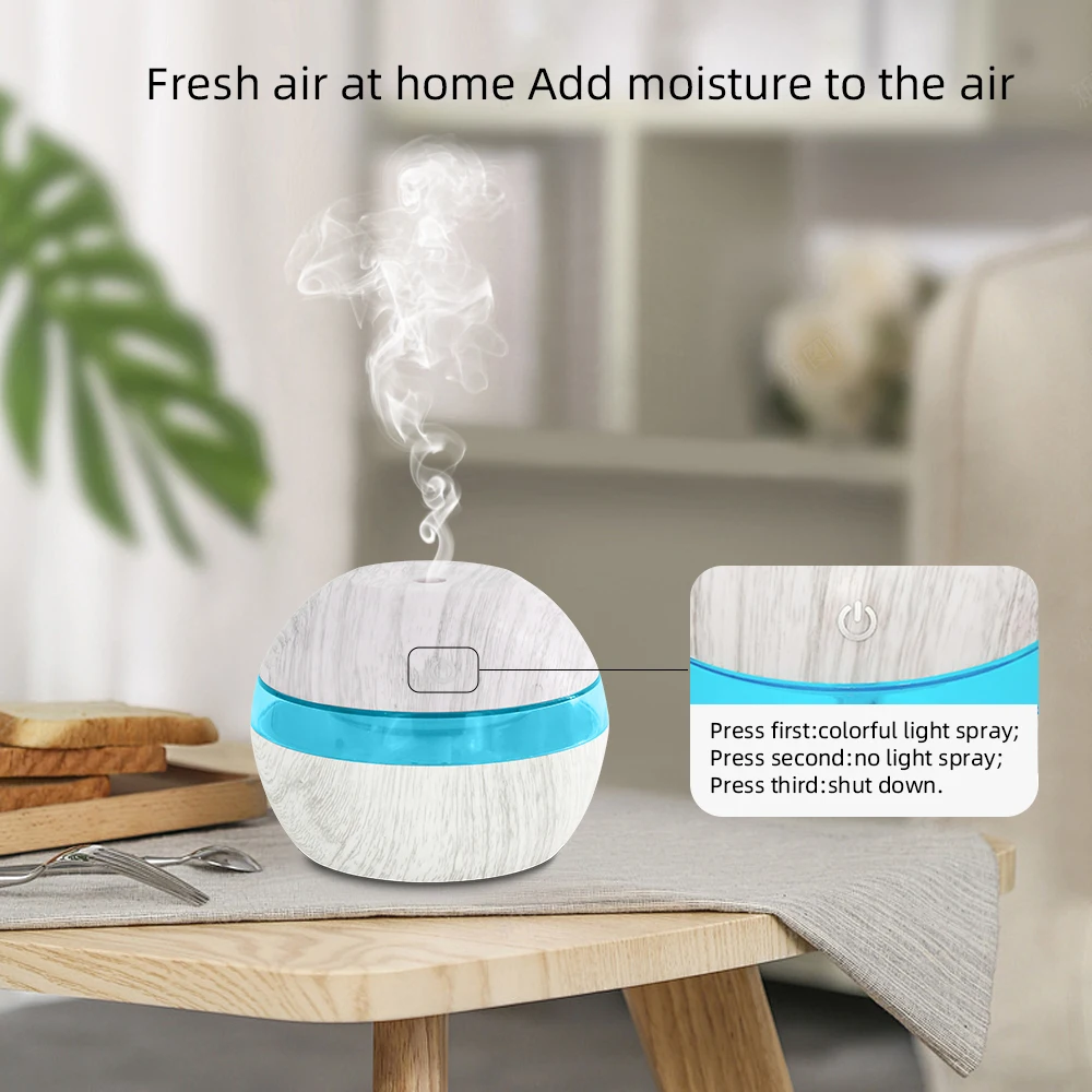 300ml Humidifier Aromatherapy Aroma Oil Diffuser 7 Color LED Night Light USB Powered Touch Control for Home Office