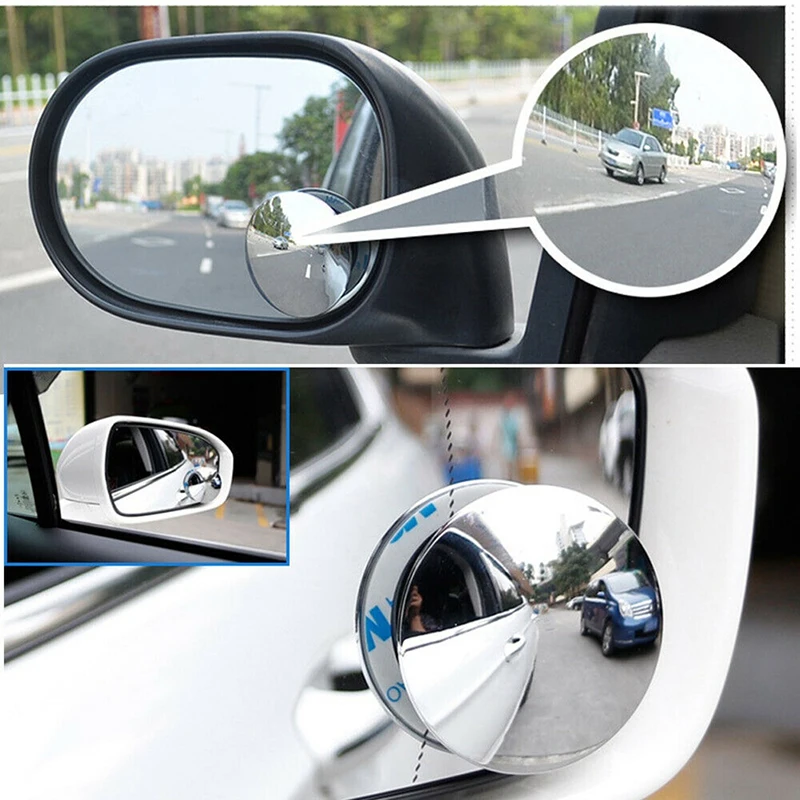 2/1 Pcs Round Frame Convex Car Blind Spot Mirror Safety Driving Wide-angle 360° Adjustable Clear Rearview Mirror Parking Mirror
