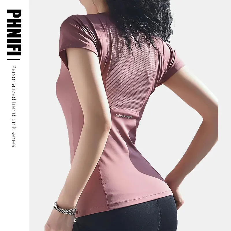 

Brand Quality Sports T-shirt Women Breathable Sexy Beauty Back Fitness Wear Quick Dry Running Training Short Sleeve Yoga Top