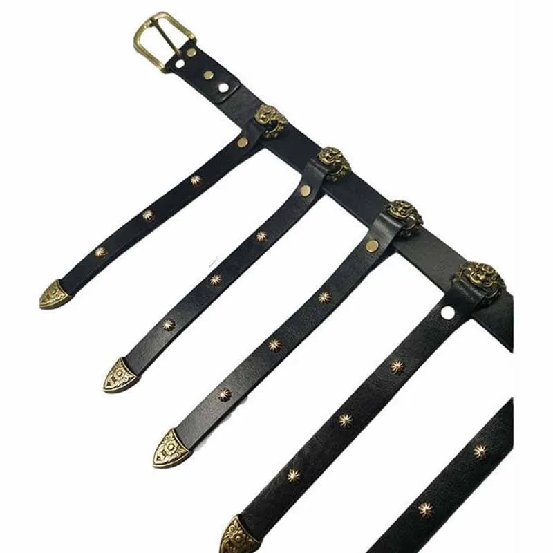 

Винтажный кожаный ремень Hanfu для мужчин и женщин, металлический ремень китайской династии Мин, платье с круглым вырезом, аксессуары Hanfu, ремень для детей