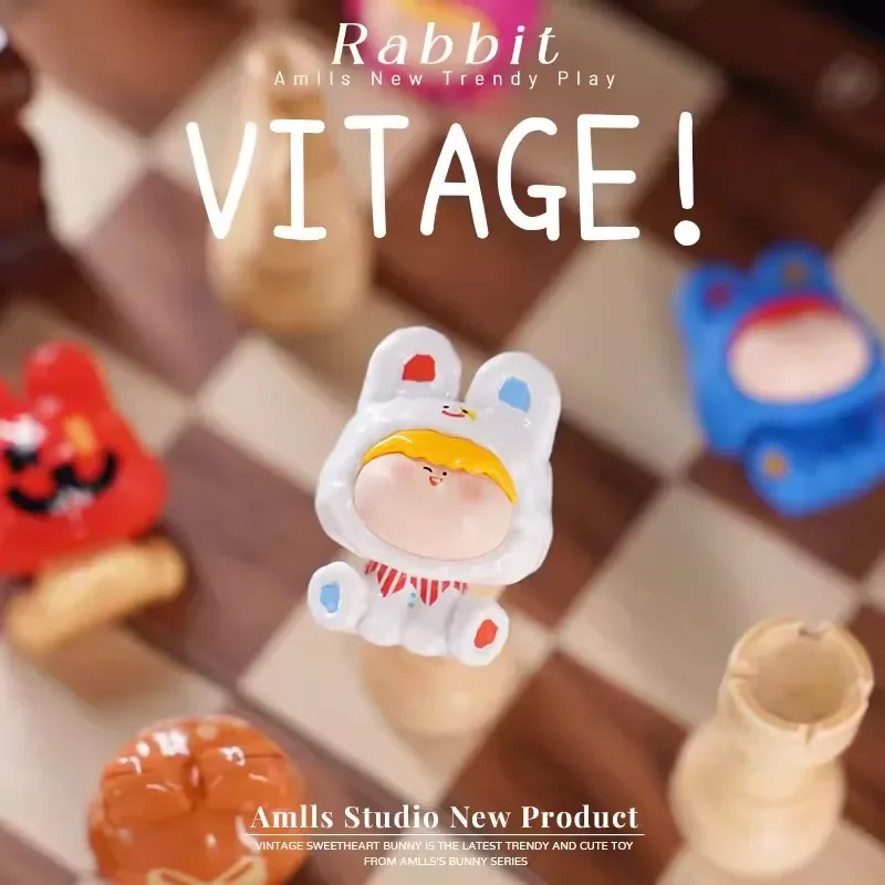 

Amlls Vintage Sweety Rabbit Series Blind Box Toys Cute Bean Mystery Surprise Bag Dolls Action Figure Desktop Model Girls Gift