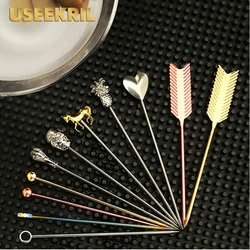 10pcs Stainless Steel Cocktail Sticks Wine Needle Mixing Reusable Metal Cocktail Skewers Olives Appetizers Bar Christmas Party