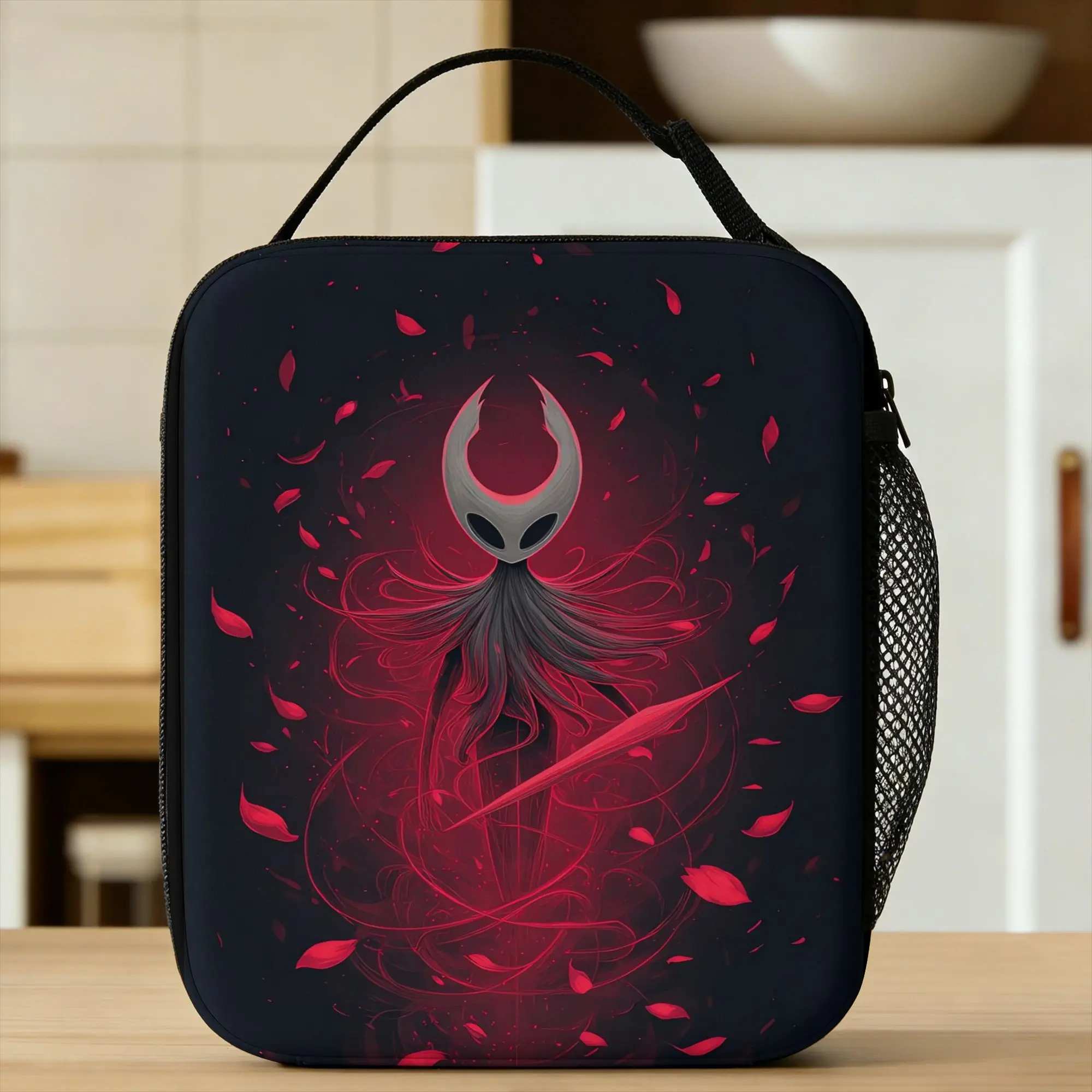 Hollow Knight Video Game Lunch Bag  Retro Lunch Box School Portable Thermal Tote Handbags For Unisex Oxford Print Cooler Bag