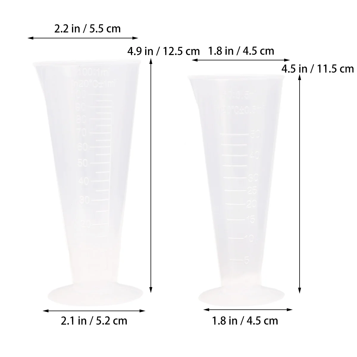 2 قطعة مجموعة أكواب قياس البلاستيك الشفاف تخرج 50 مللي 100 مللي سهلة القراءة كوب قياس واسع الفم