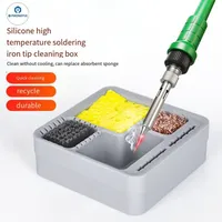 3 IN 1 Soldering Iron Tip Cleaner with Steel Brush Sponge Copper Wire 3 Clean Modes Welding Head Tin Slag Remove Cleaner Tool