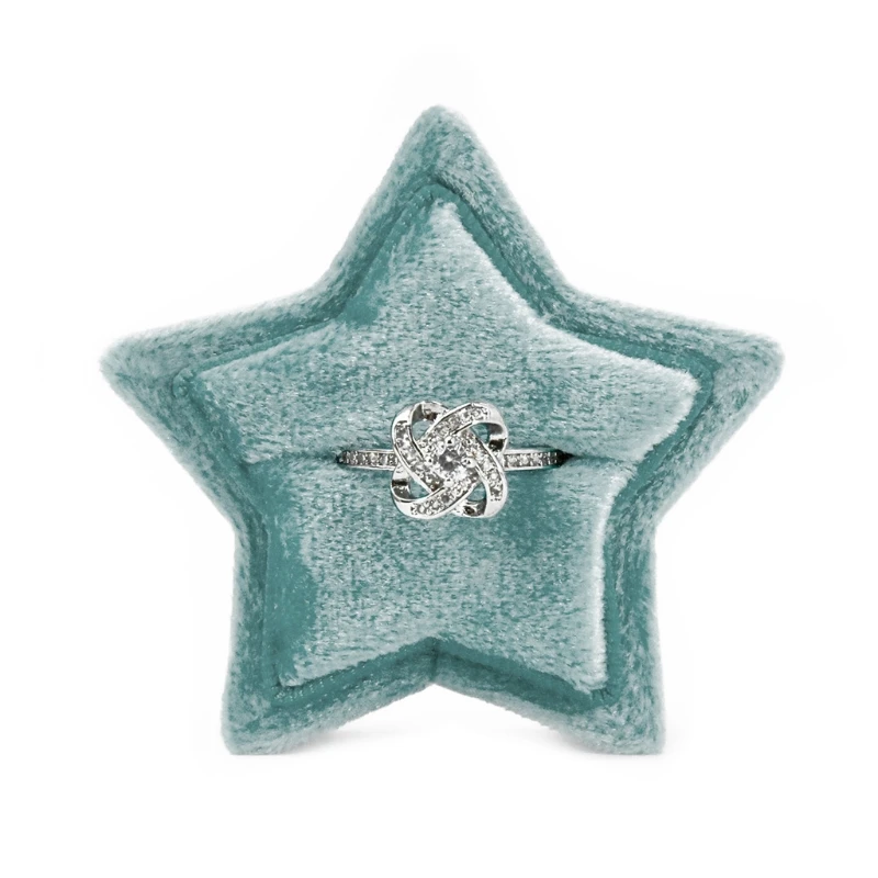 Flannel Luxury Star Ring Boxes Engagement Wedding Ring Display Box