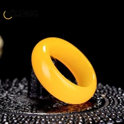 Natural Topaz Ring Hetian Jade Hand-carved Fashion Simple Jewelry Men's and Women's Ring Holiday Gifts Best-selling Crafts