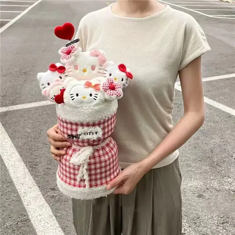 Christmas Gift Hello Kitty Doll Cartoon Bouquet Doll Eternal Flower Birthday Gift for Girlfriend Best Friend Cartoon Kuromi cute