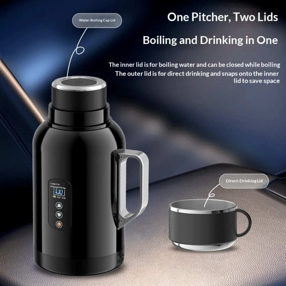 Fast Heating Stainless Steel Car Kettle 12V 24V Universal Heating Insulation 2 in 1 Truck Electric Kettle Heated Water  Thermos