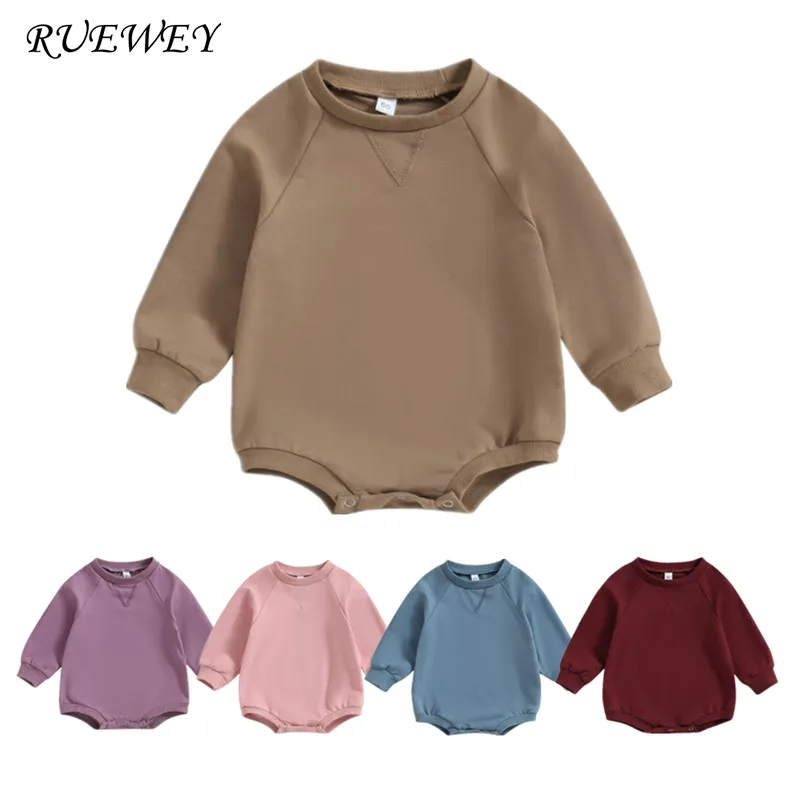 Newborn Baby Girl Boy Sweatshirt Bodysuit Spring Autumn Clothes Solid Color Long Sleeve Jumpsuits for Kids Baby Items Clothing