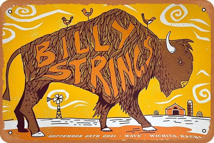 Oedrtqi Billy Strings - 2021 poster Wichita, KS Metal Tin Signs Home Bar Man Cave Vintage Wall Decor Funny Gifts 12 X 8 Inches