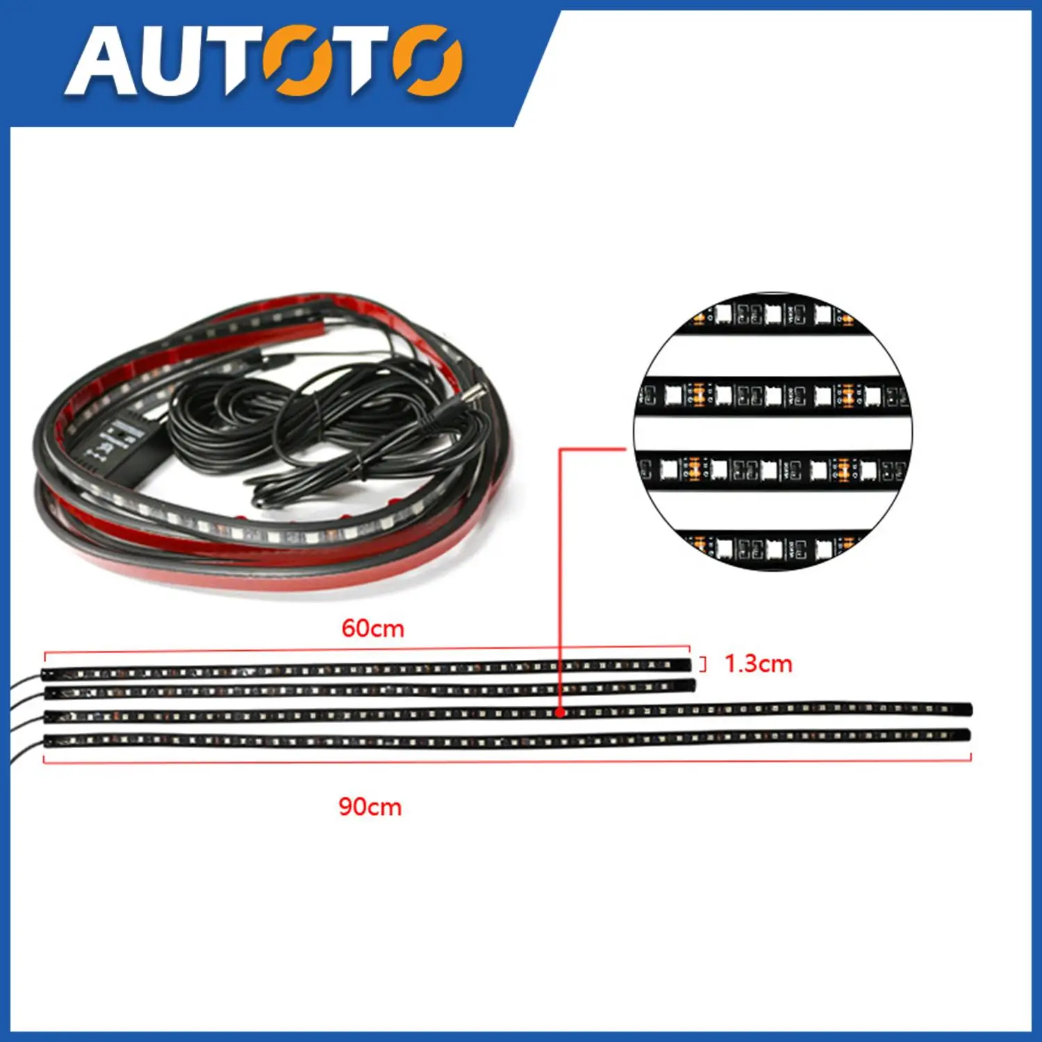 Car Chassis Atmosphere Light One Tow Four /Led RGB Lights With /APP Control For Car Motorcycle ATV , 60 & 90 cm Light Strips