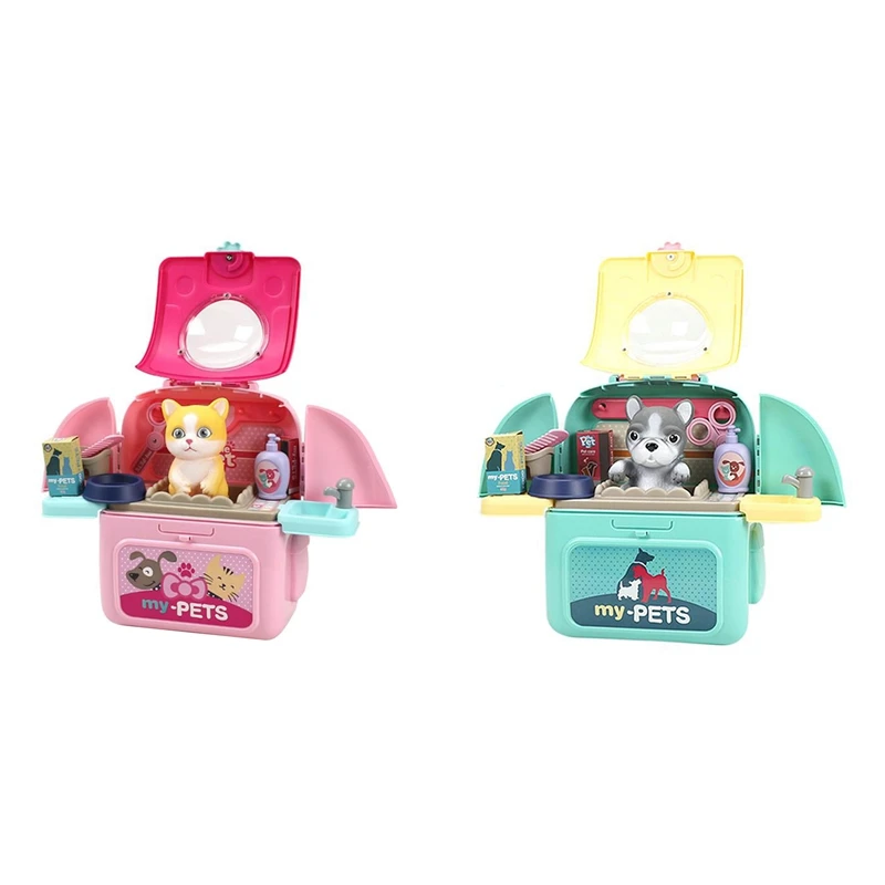 

Animals Cartoon Pet Toys Realistic Pet Vet Backpack Pretend Play Toy Veterinarian Kit Cat Dog Care Play Set
