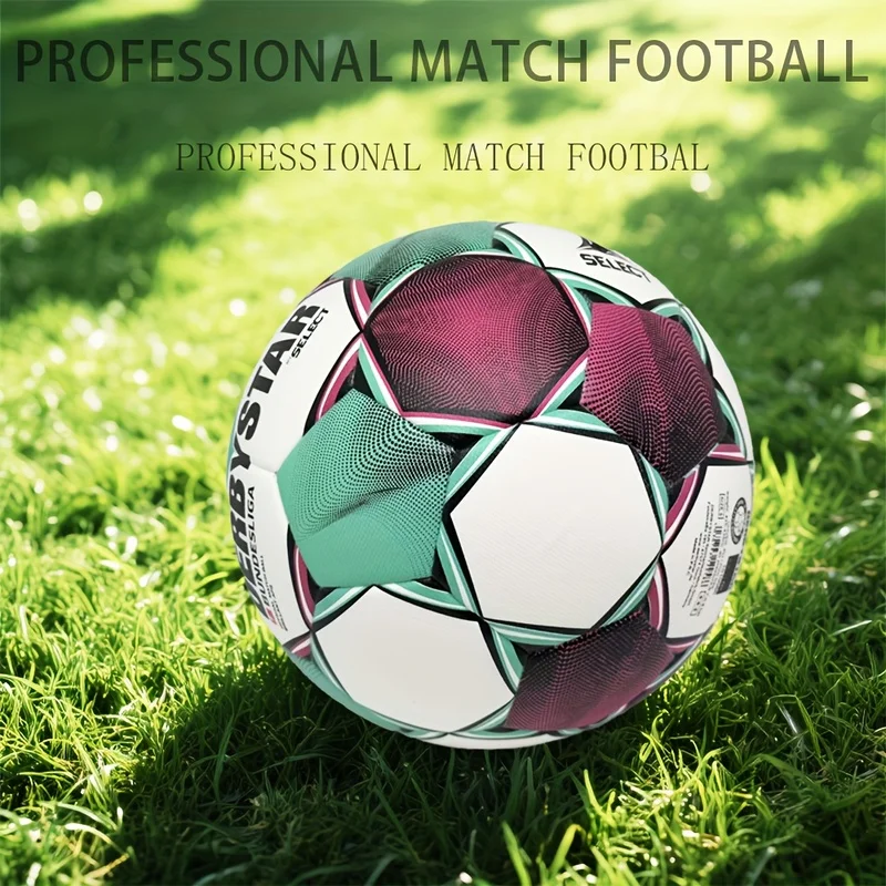 Size 5 Premium Soccer Ball, Thickened PU Seamless Hot-Bonded, Waterproof High-Elastic Wear-Resistant for Pro Training & Match